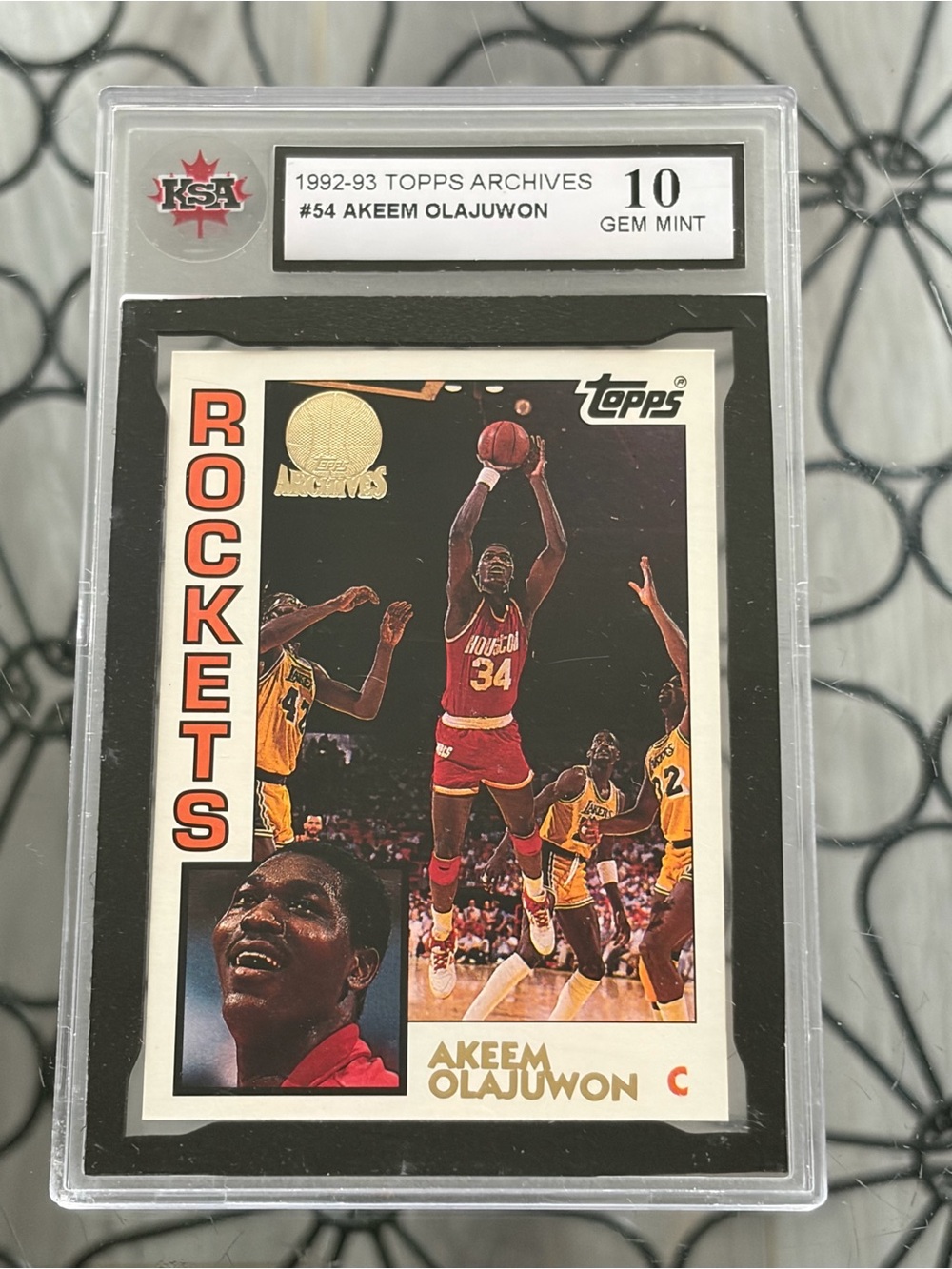Hakeem Olajuwon 1992 Topps Houston Rockets NBA Basketball Card Graded 10